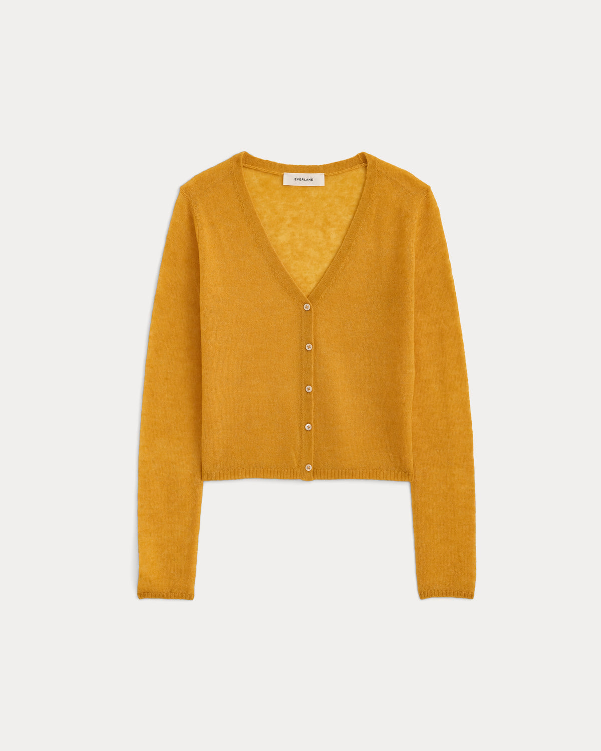 Air Alpaca Wide V Cropped Cardigan | Golden Yellow
