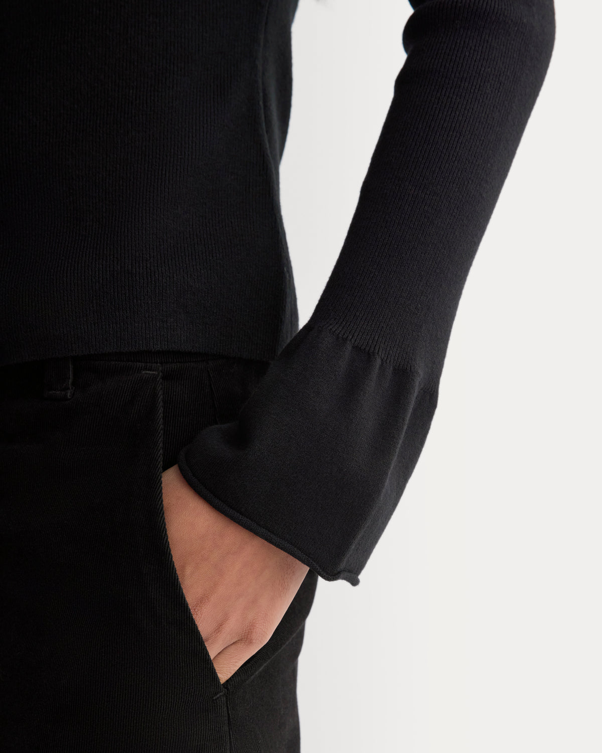 Fine Knit Off-The-Shoulder Cardigan | Black