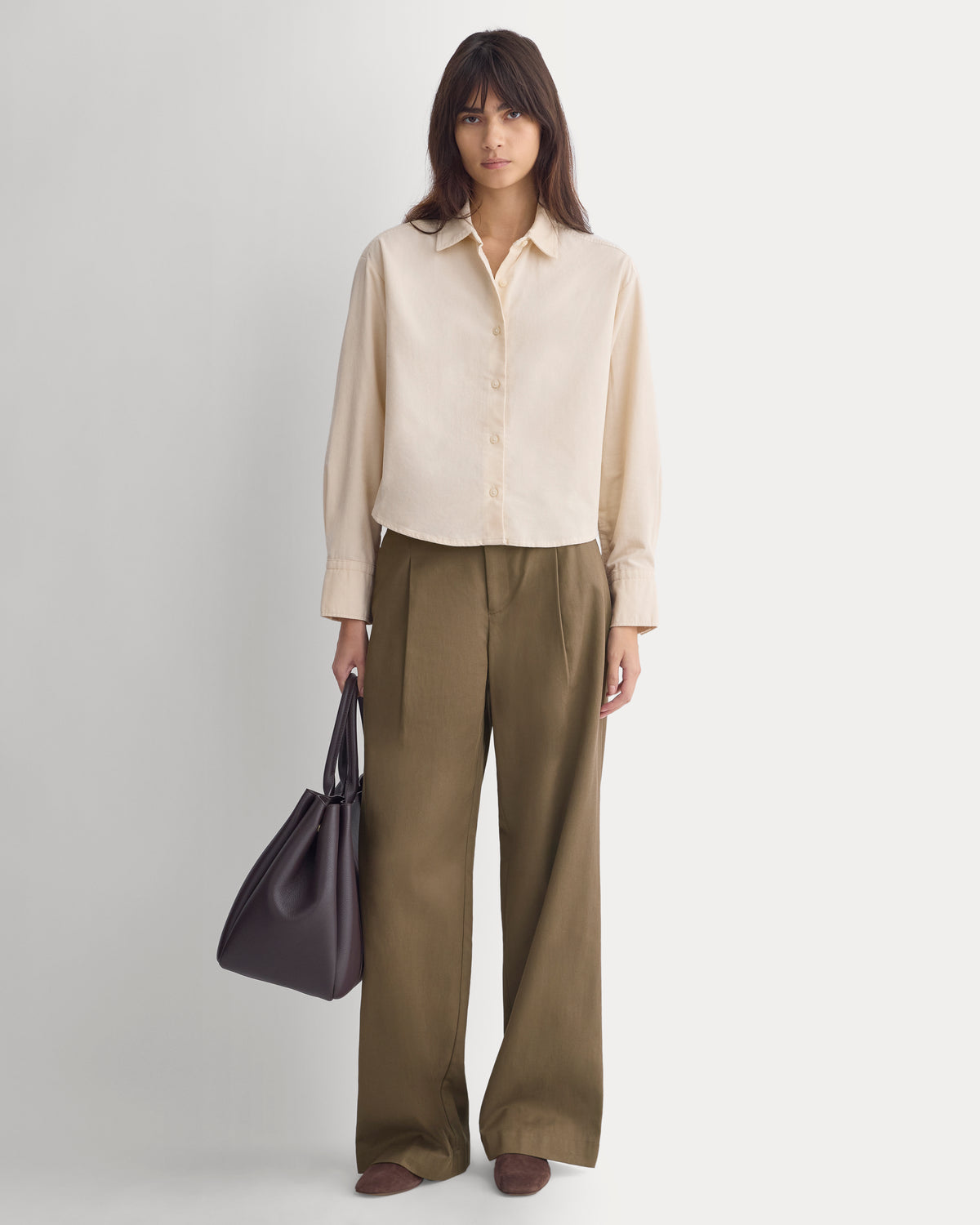 Cropped Shirt in Pinwale Corduroy | Birch