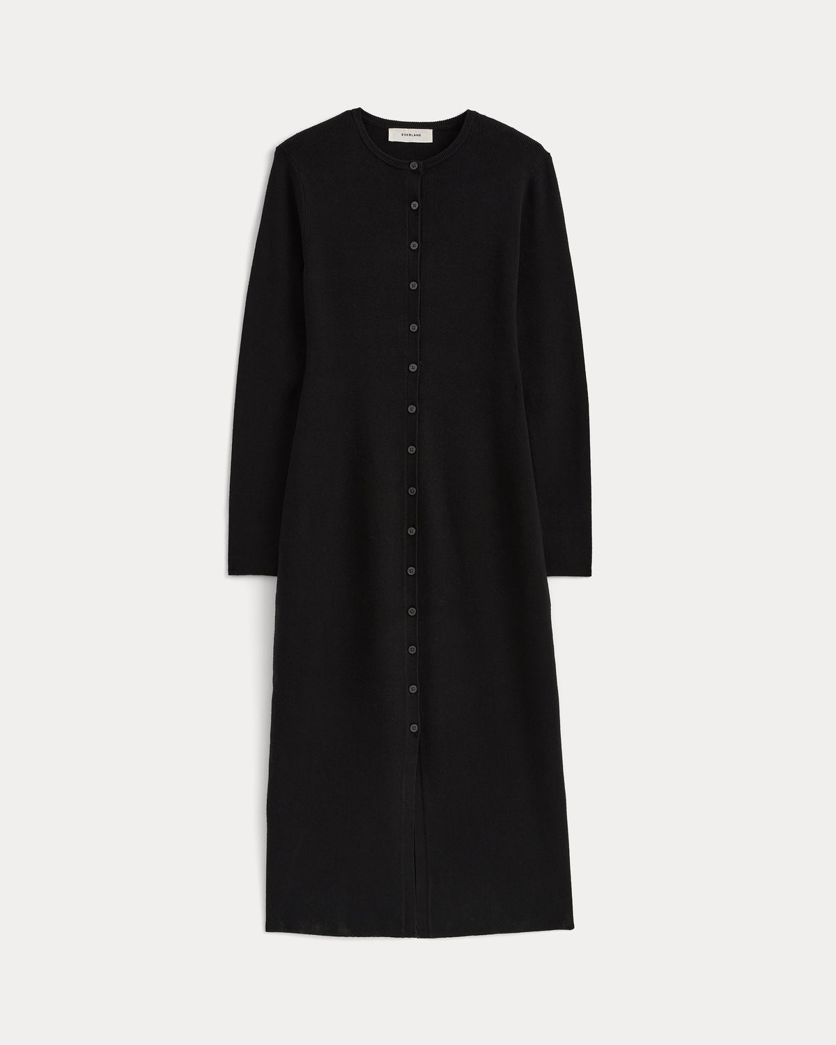 Fine-Knit Maxi Cardigan Dress | Black
