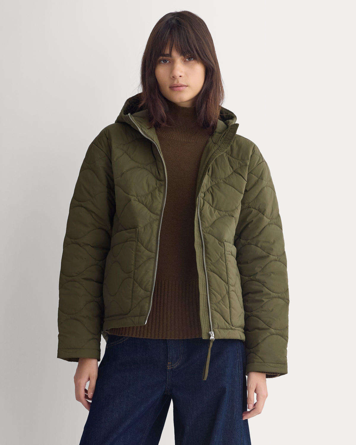 Re:Cycled Nylon Hooded Liner | Olive Night