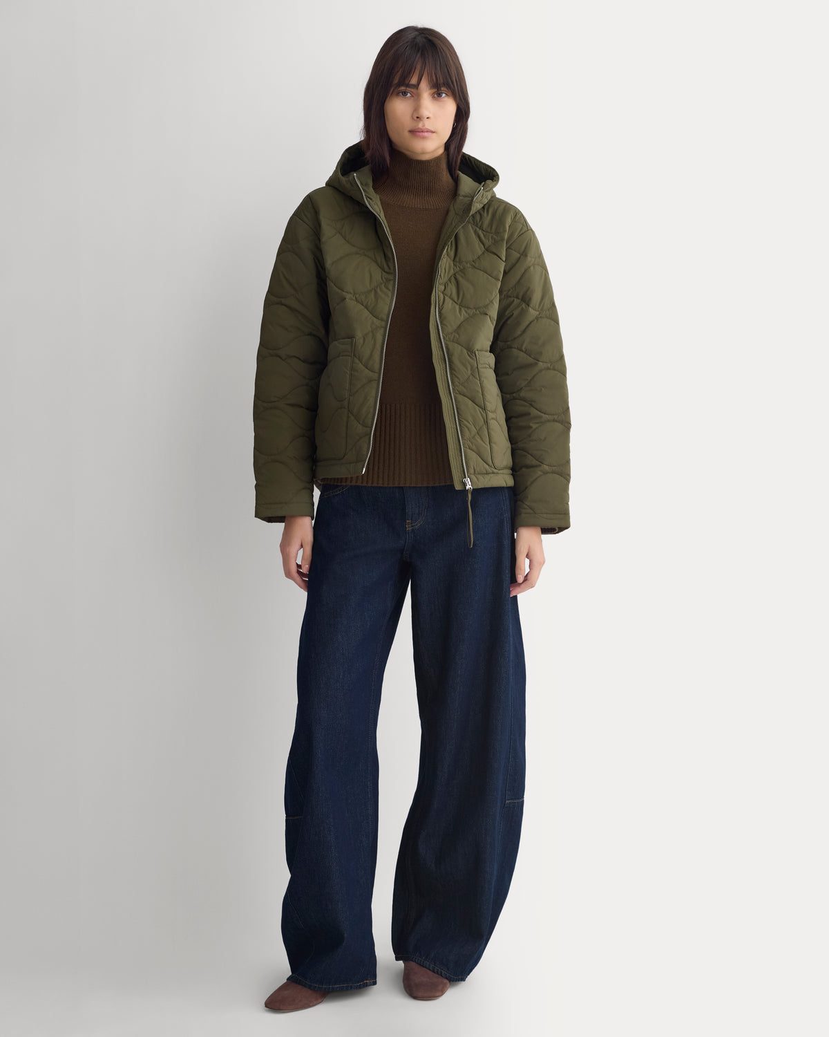 Re:Cycled Nylon Hooded Liner | Olive Night