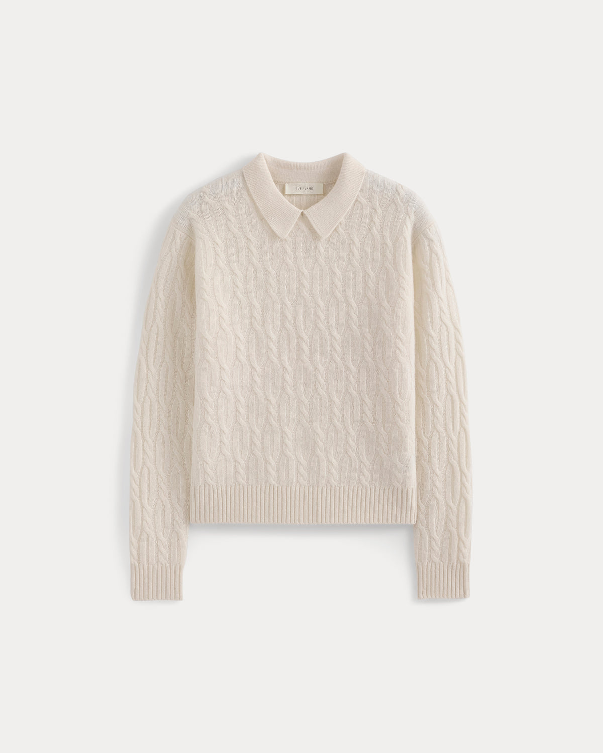 Cable-Knit Polo in Luxe Merino | Bone