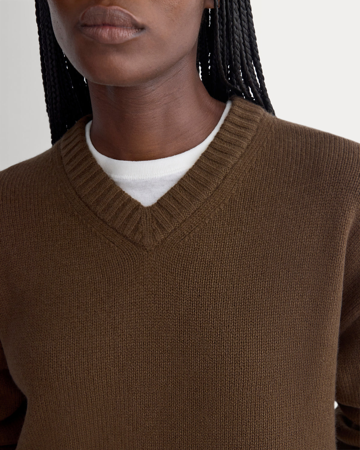 V-Neck Sweater in Extrafine Luxe Merino | Cocoa