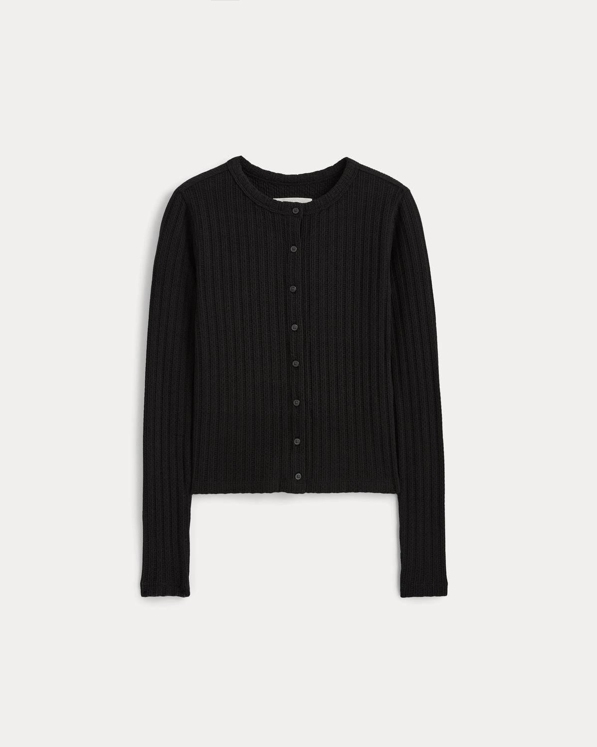 Pointelle Rib Cardigan - Black | Black