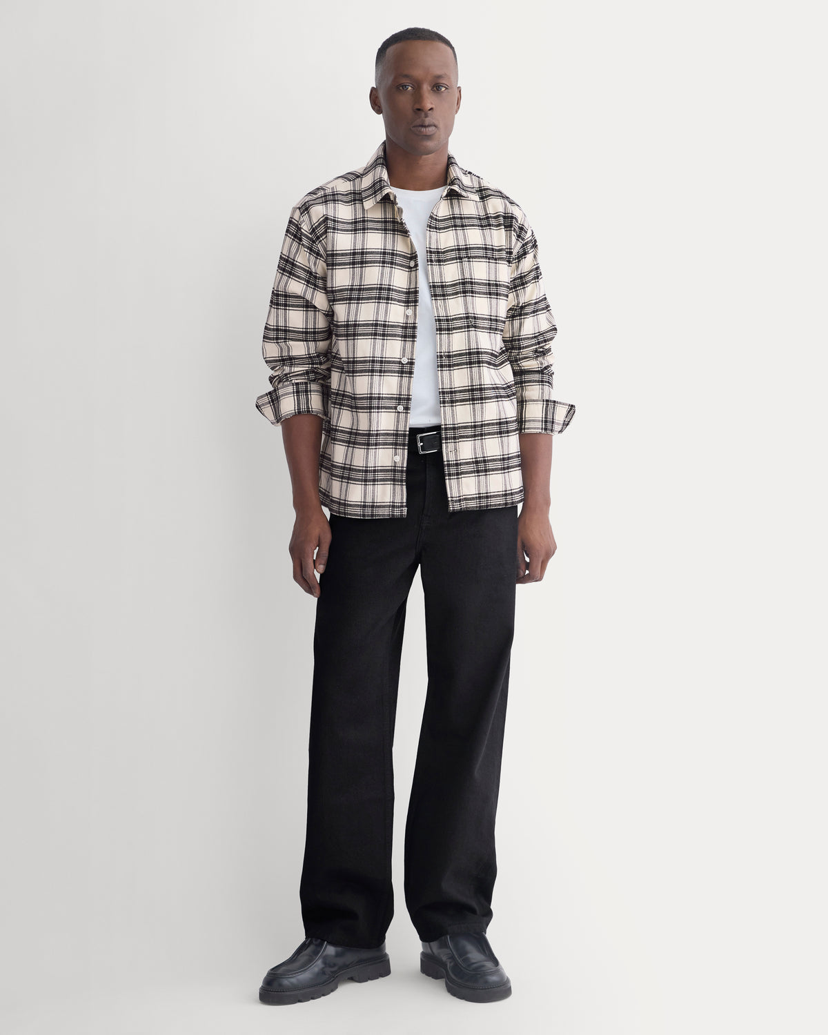 Brushed Flannel Shirt | Birch/Black