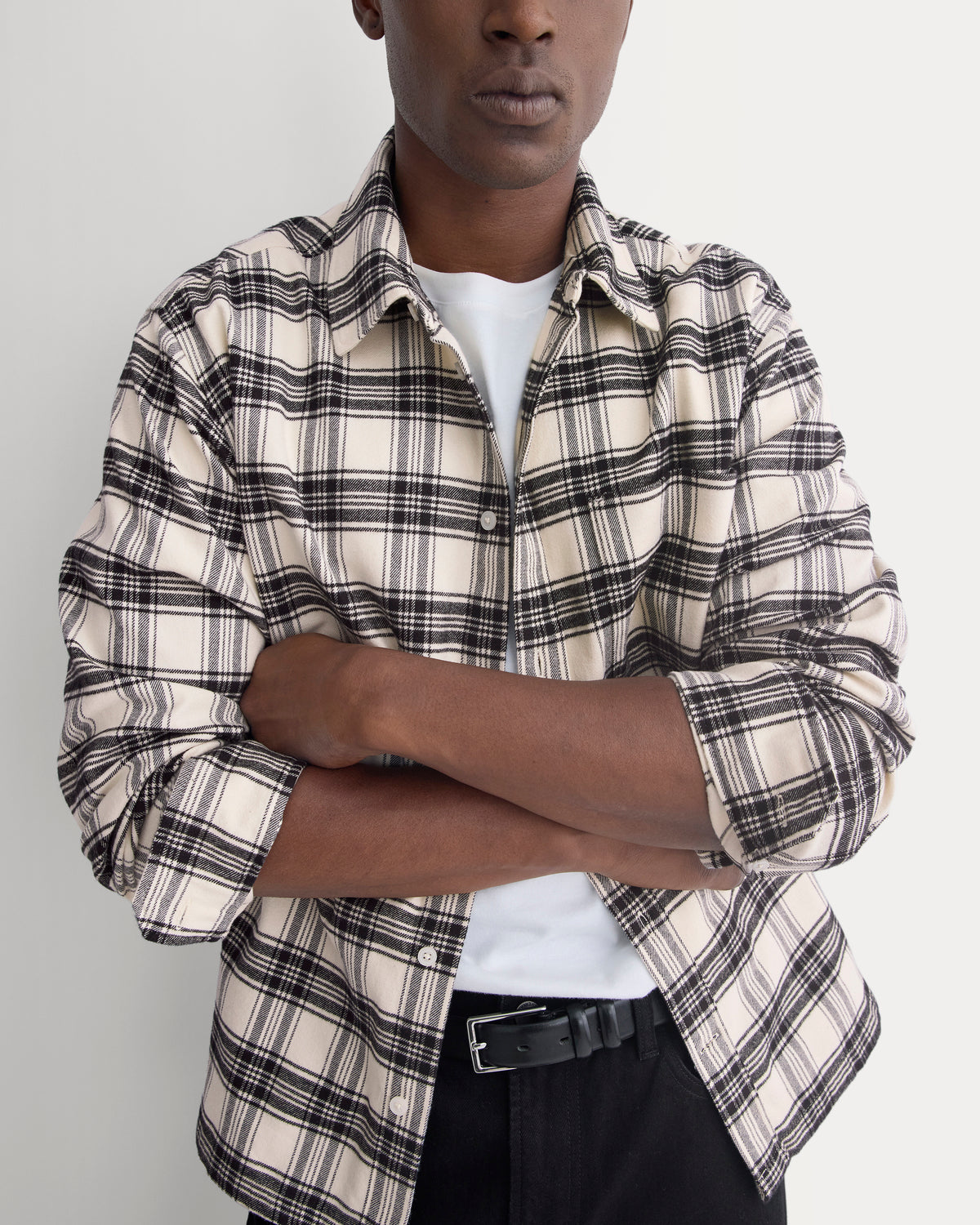 Brushed Flannel Shirt | Birch/Black