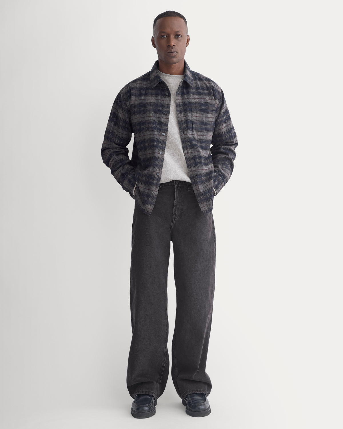 Brushed Flannel Shirt | Navy / Black