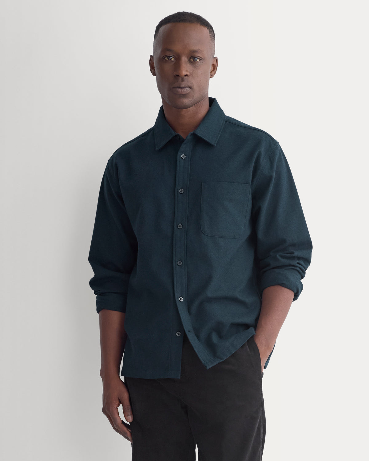 Brushed Flannel Shirt | Navy