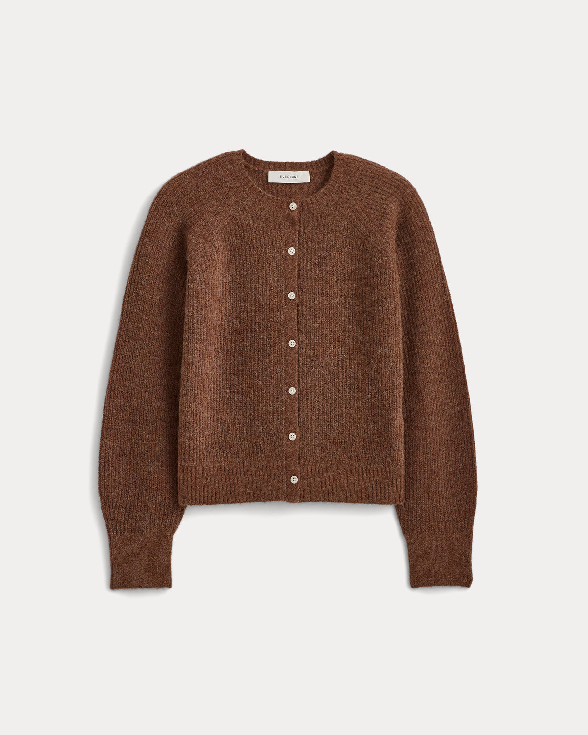 Ribbed Cropped Cardigan in Alpaca | Heathered Amber