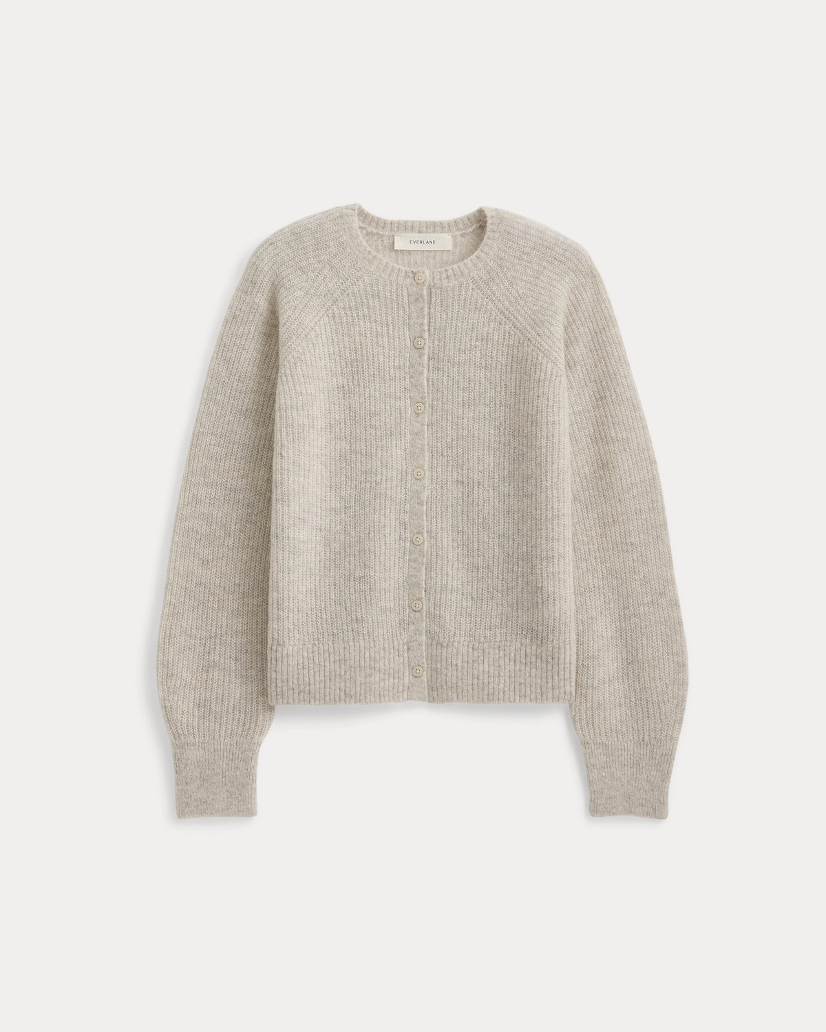 Ribbed Cropped Cardigan in Alpaca | Almond