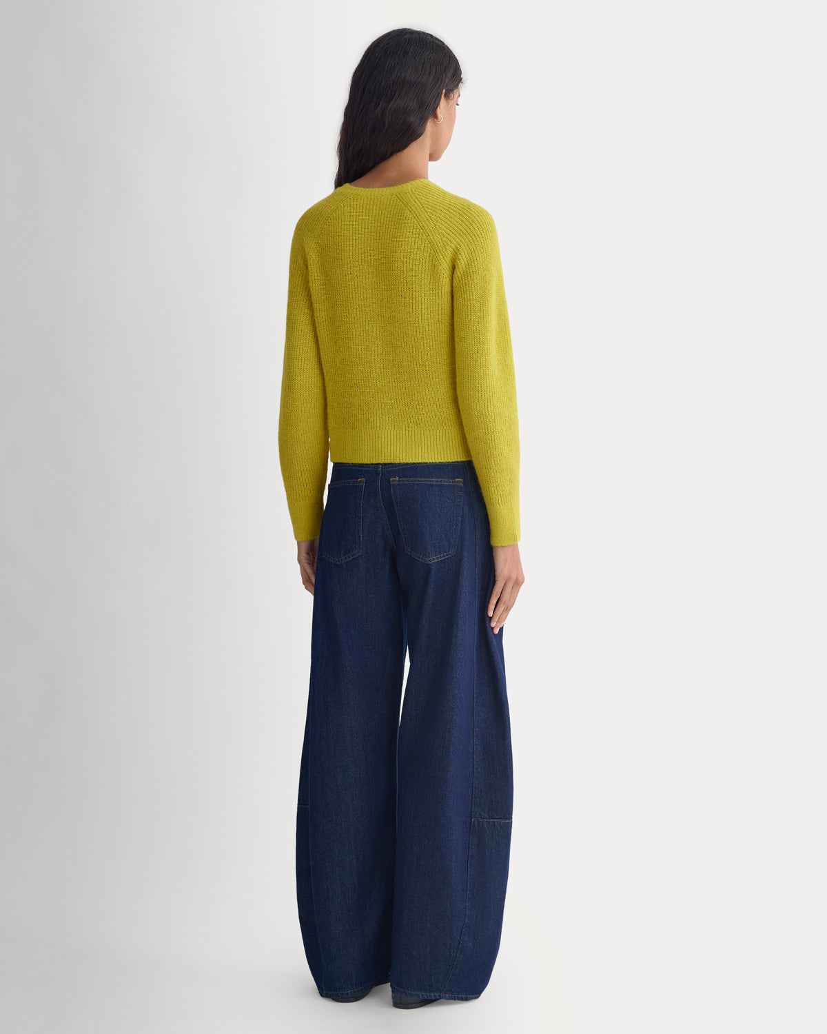 Ribbed Cropped Cardigan in Alpaca | Warm Olive