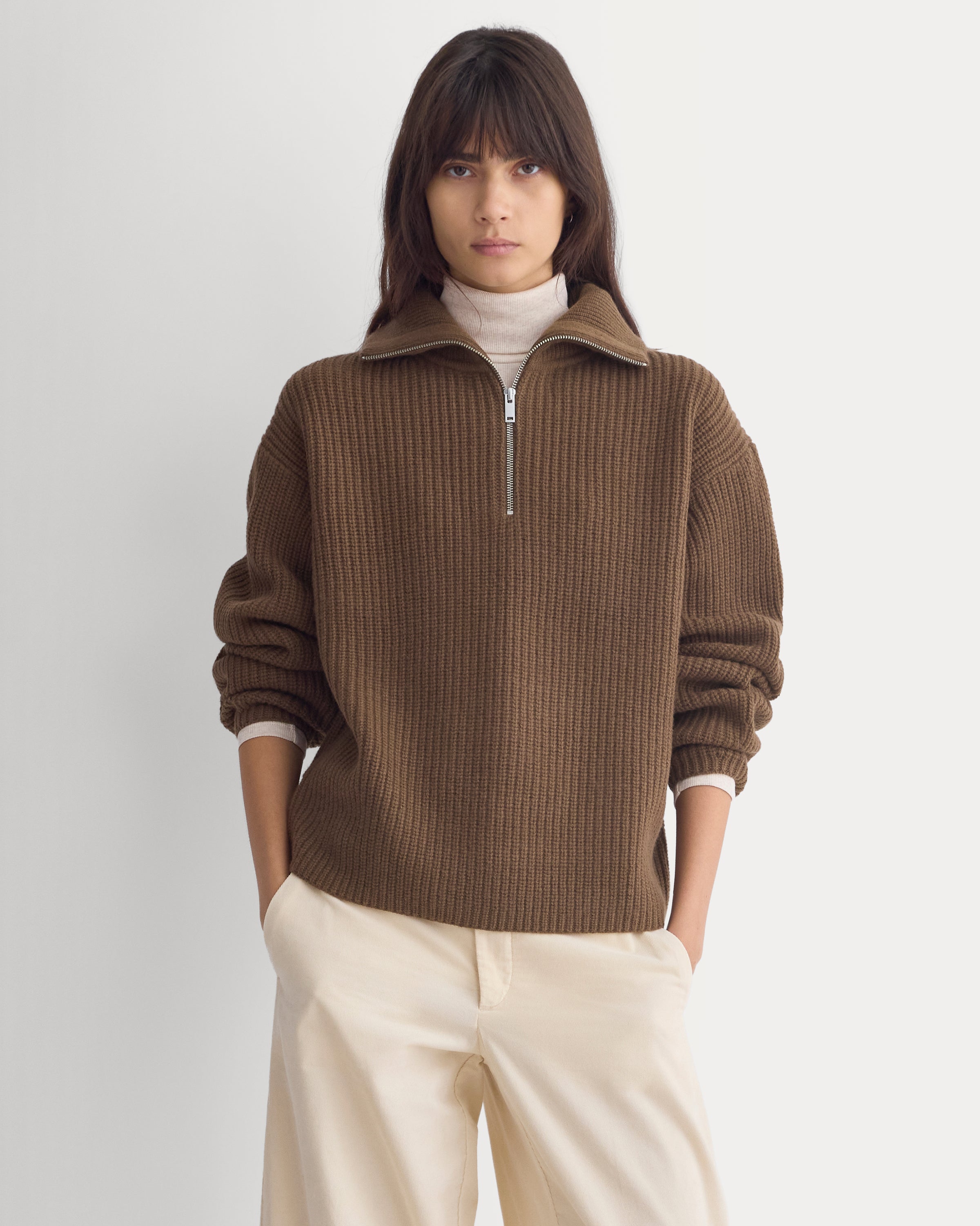 The Half-Zip Sweater in Luxe Merino | Cocoa – Everlane