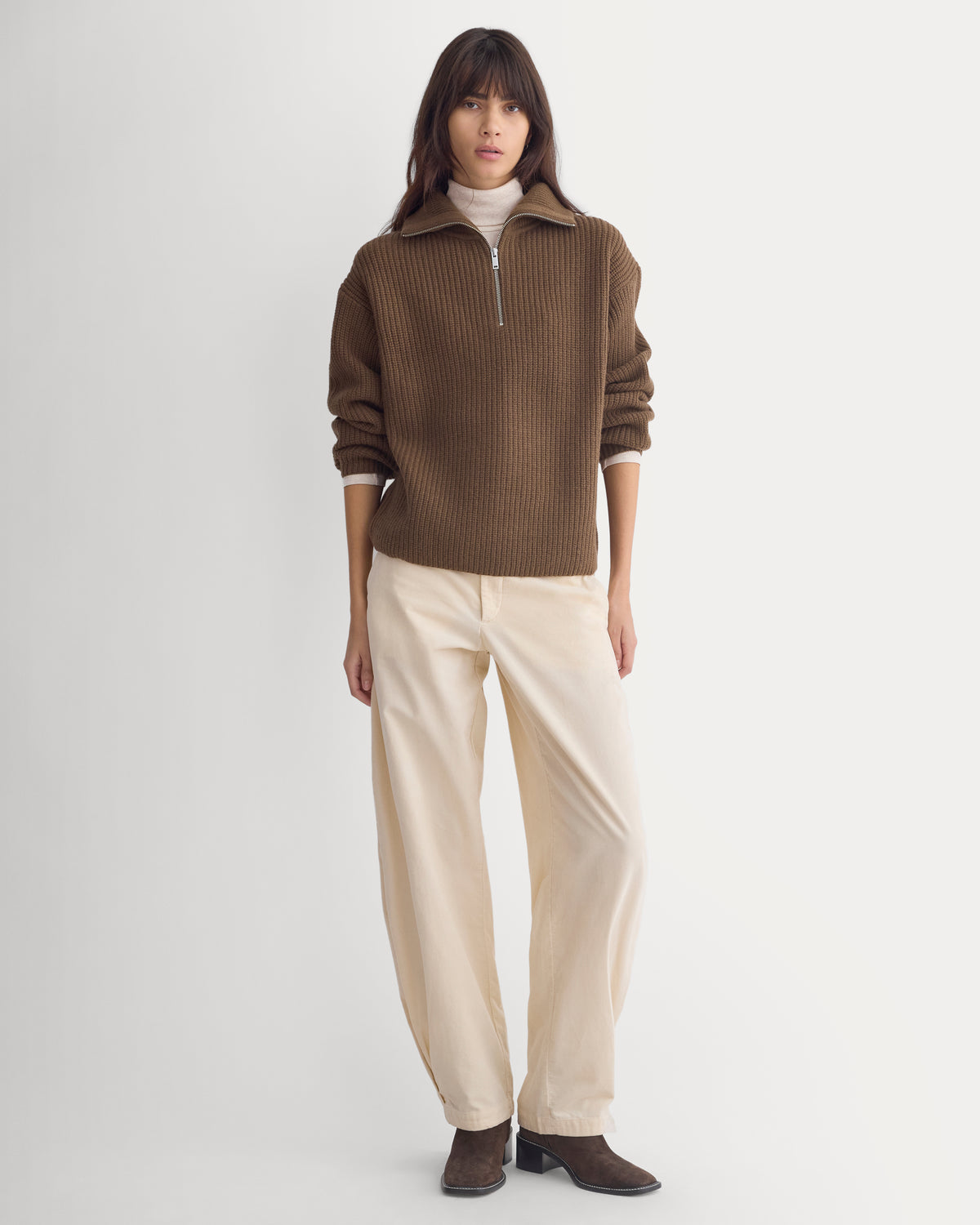 The Half-Zip Sweater in Luxe Merino | Cocoa