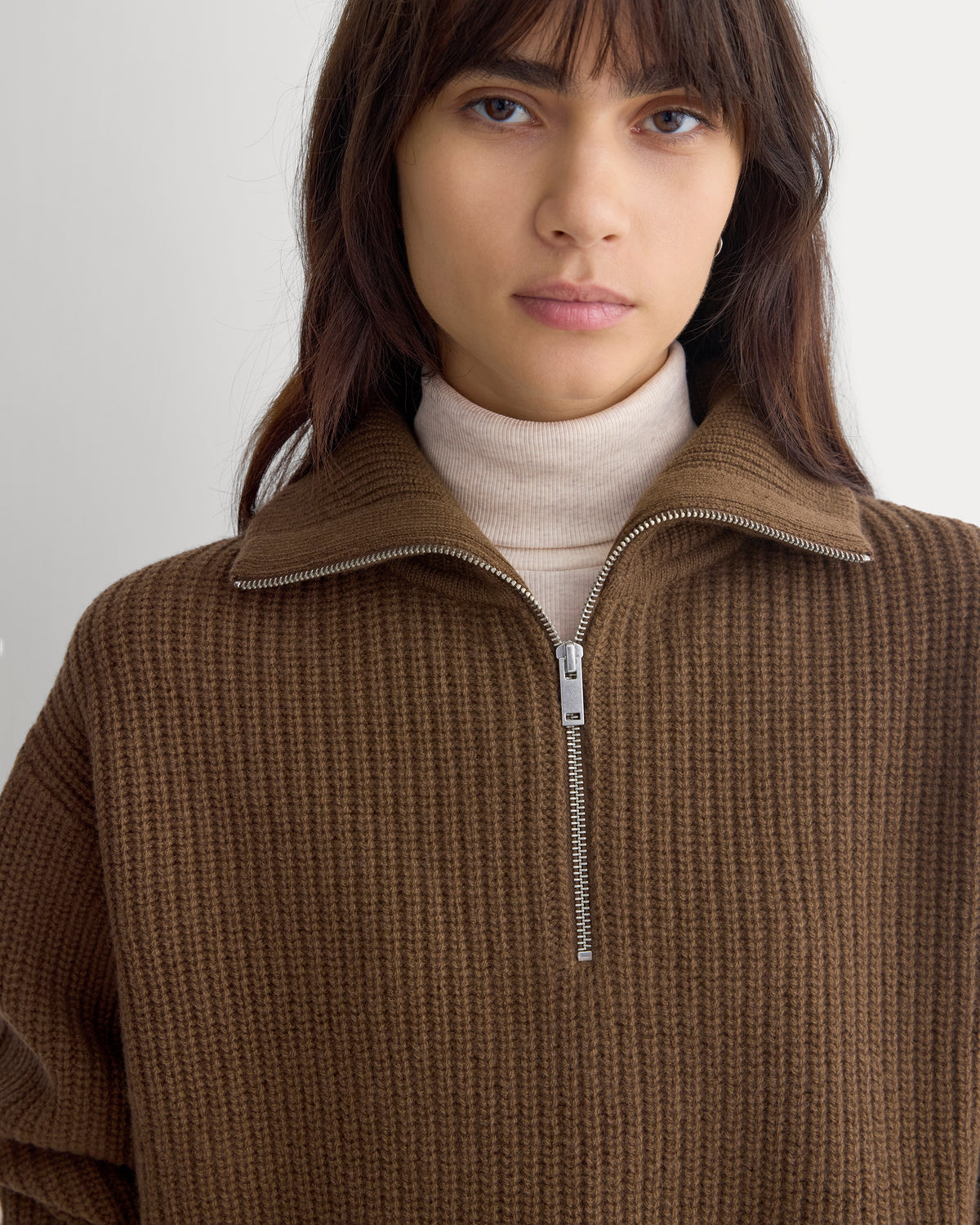 The Half-Zip Sweater in Luxe Merino | Cocoa