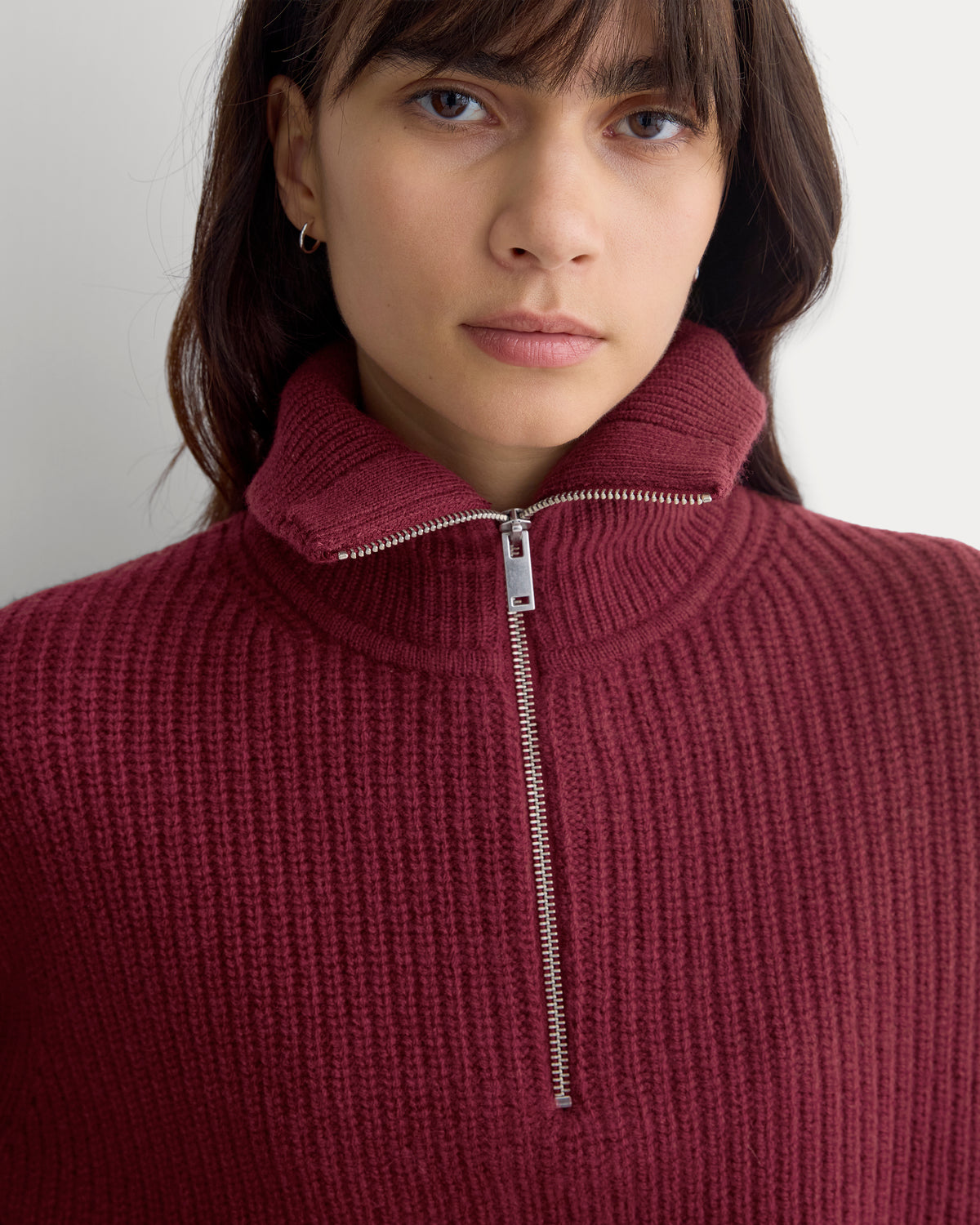 The Half-Zip Sweater in Luxe Merino | Cabernet