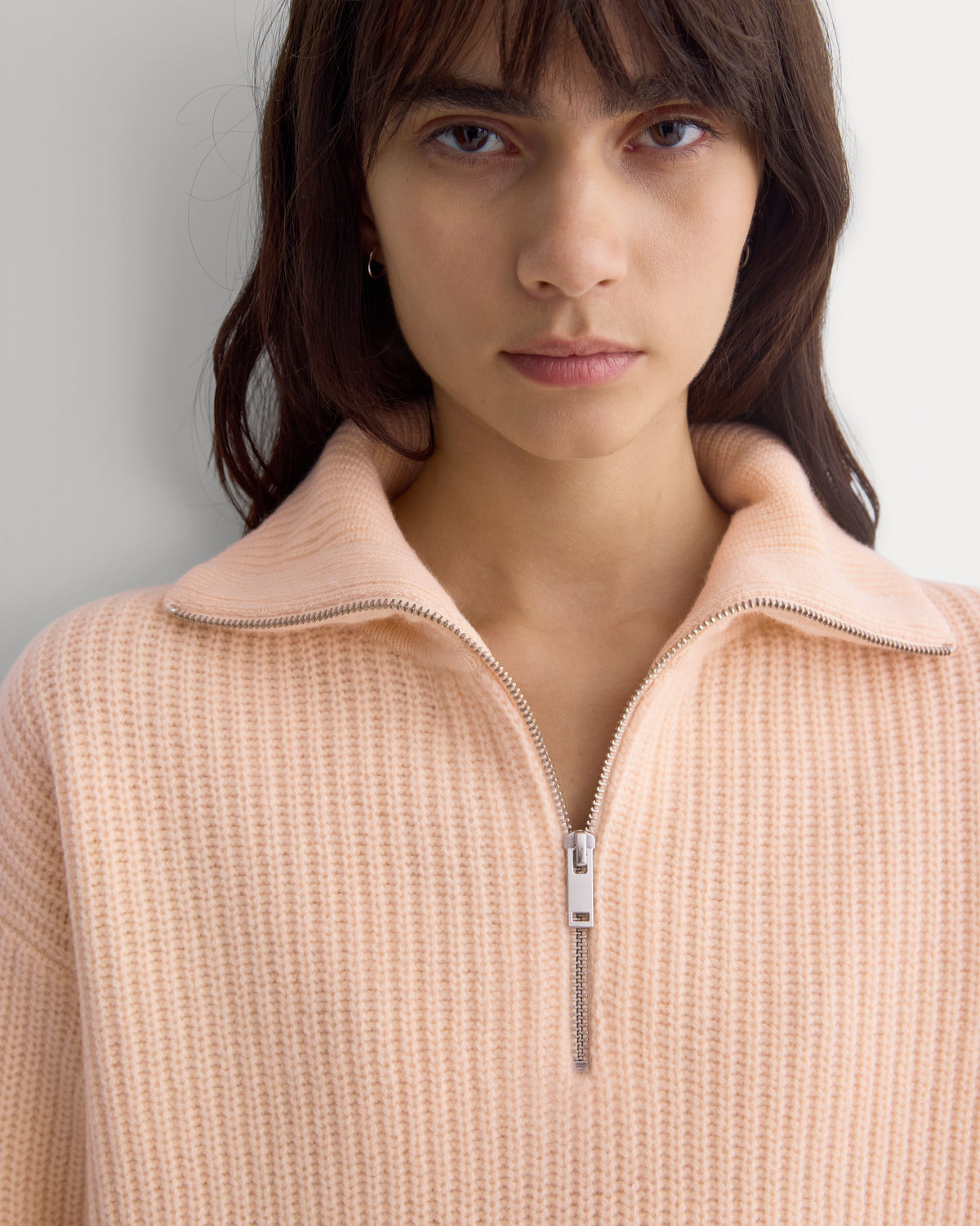 The Half-Zip Sweater in Luxe Merino | Pale Peach
