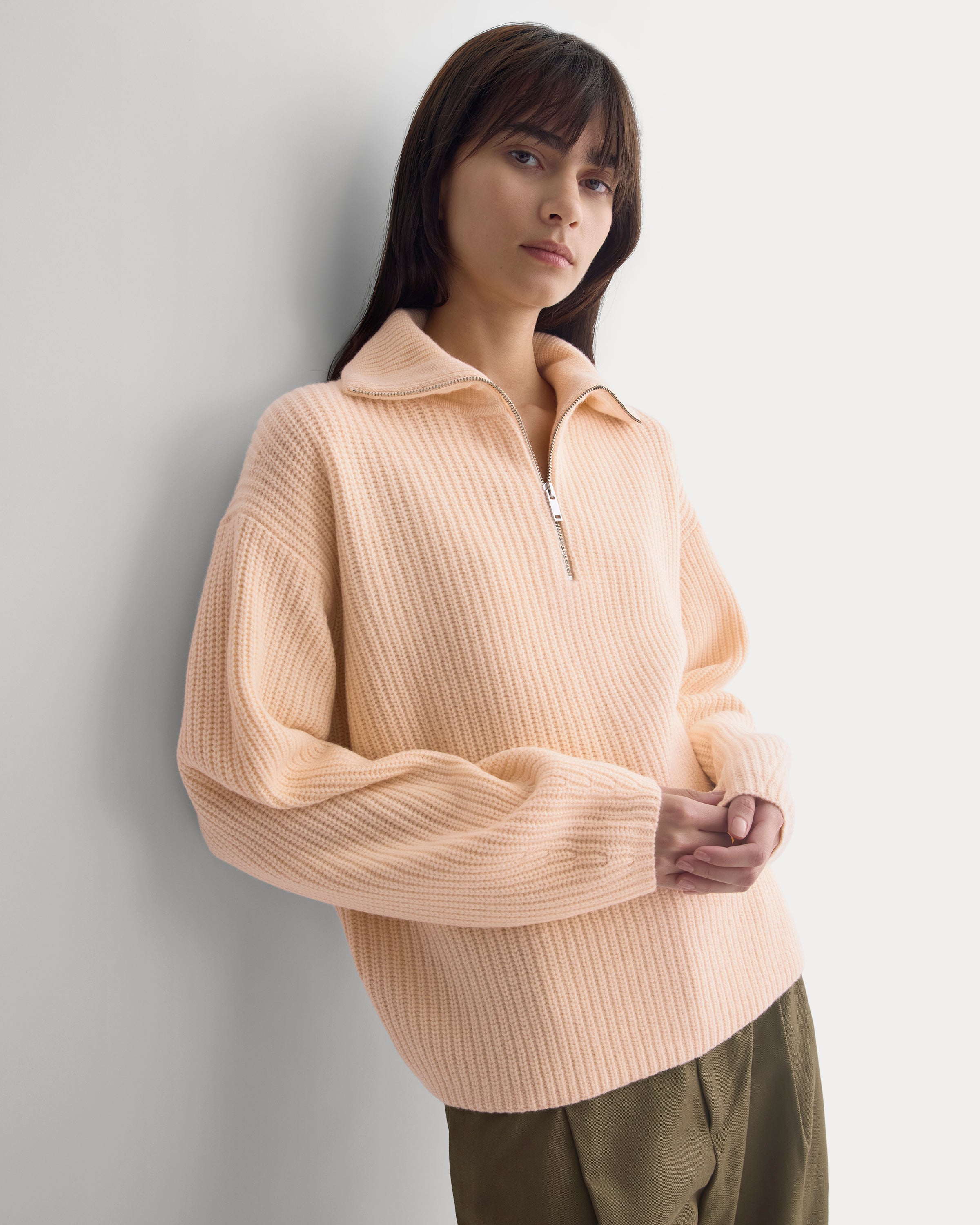 The Half-Zip Sweater in Luxe Merino | Pale Peach – Everlane