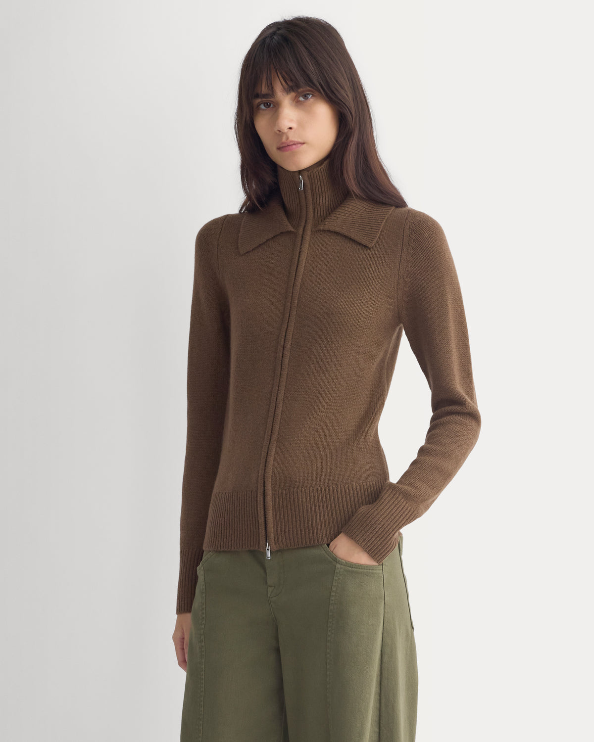 Double-Collar Jacket in Luxe Merino | Cocoa