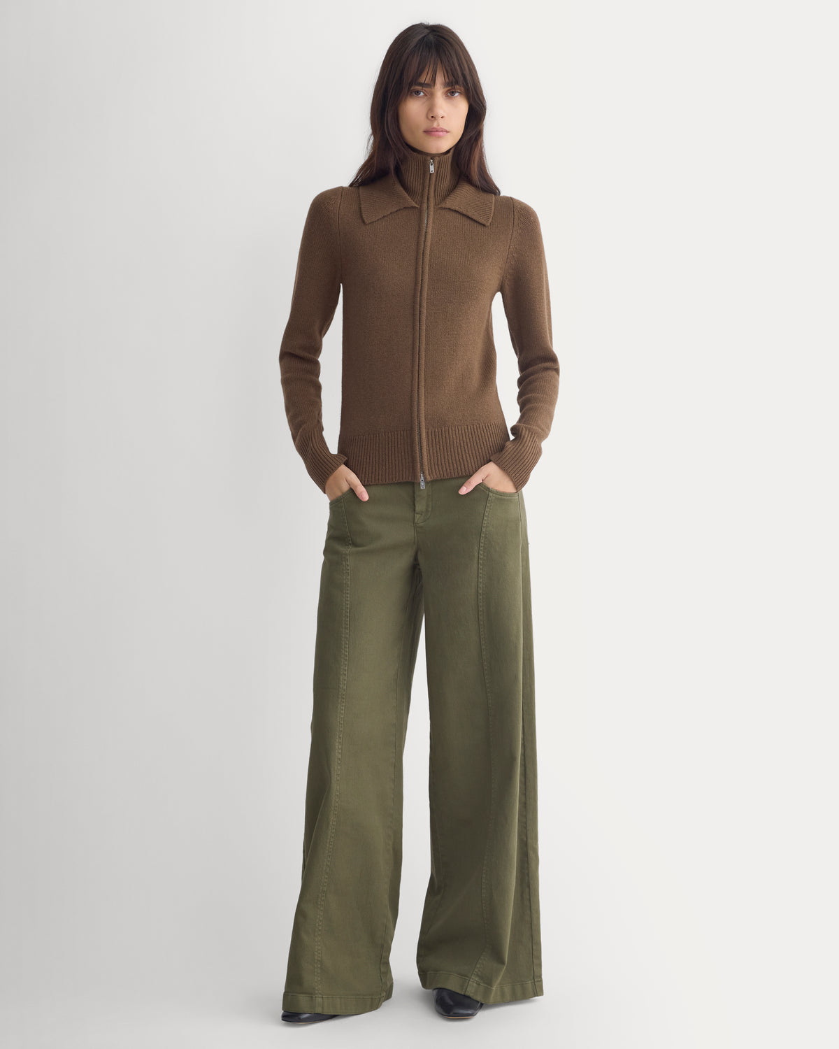Double-Collar Jacket in Luxe Merino | Cocoa