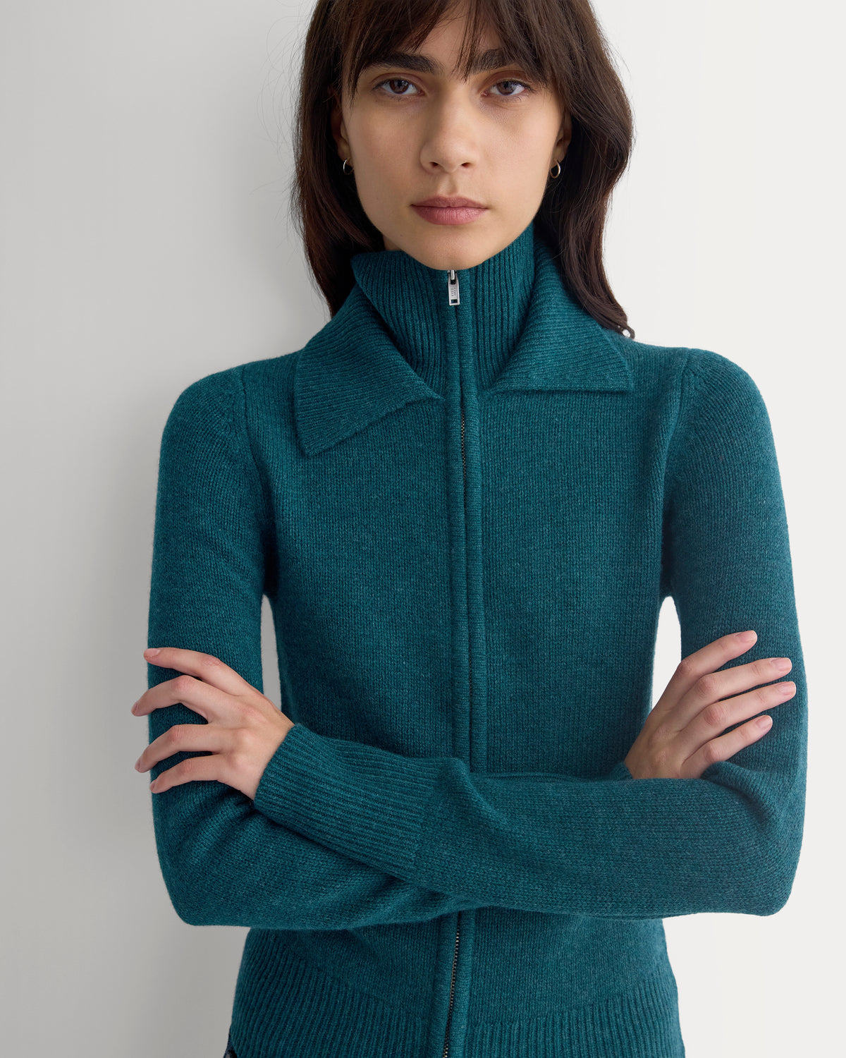Double-Collar Jacket in Luxe Merino | Heathered Pine