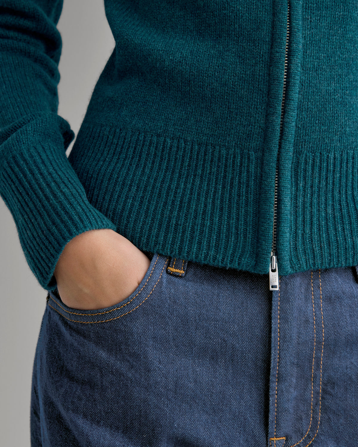 Double-Collar Jacket in Luxe Merino | Heathered Pine