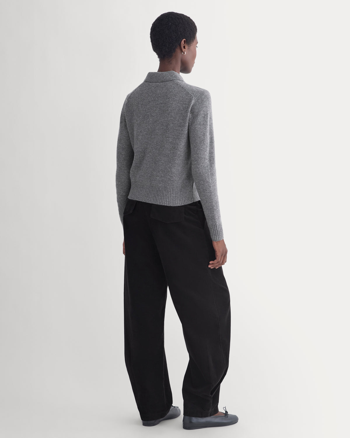 Shrunken Polo in Luxe Merino | Heathered Mid-Grey