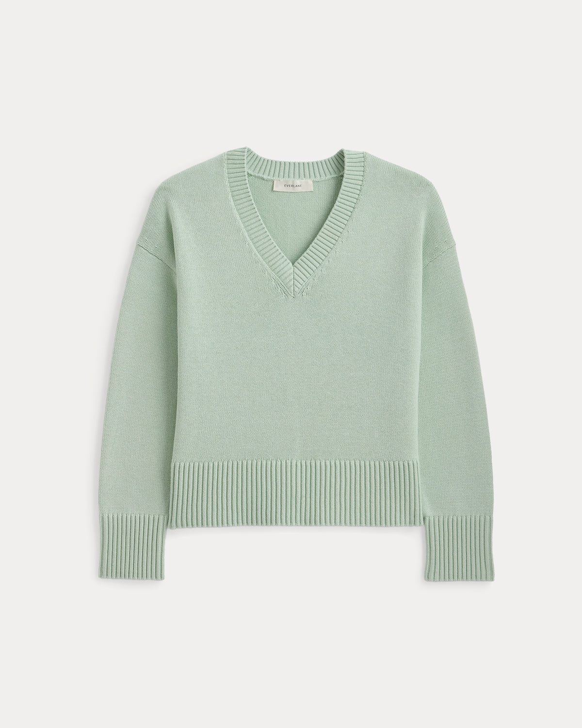 Boxy V-Neck Sweater in Everyday Cotton | Lily Green