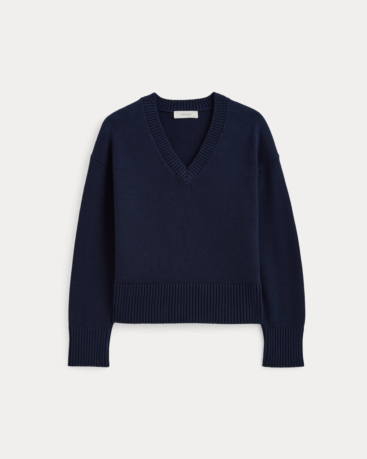 Boxy V-Neck Sweater in Everyday Cotton | Navy
