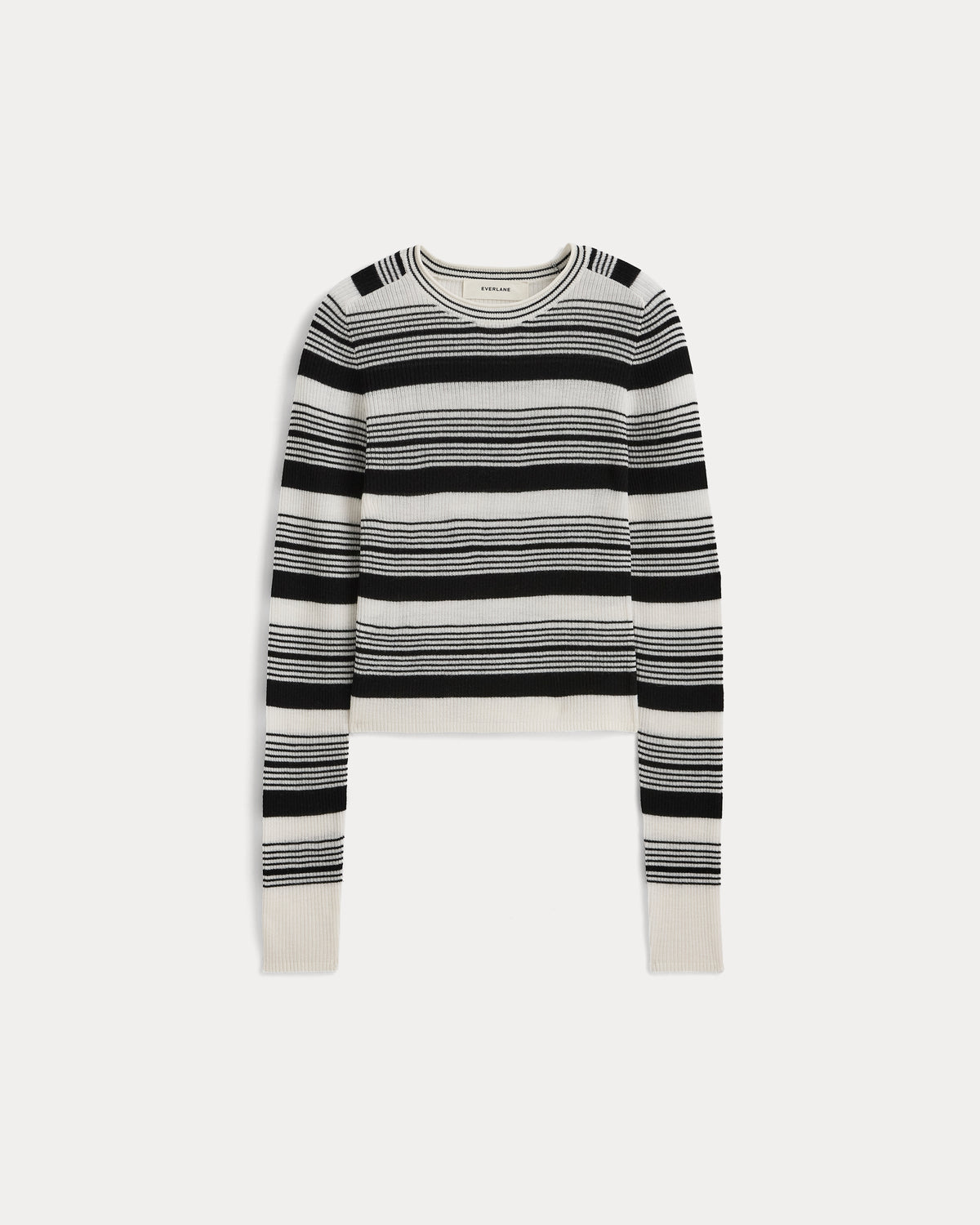 The Cropped Crew Top in Ultrafine Merino | Bone / Black