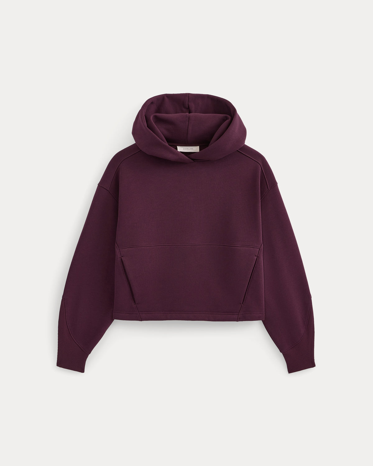 Luxe Fleece Seamed Cropped Hoodie | Deep Plum