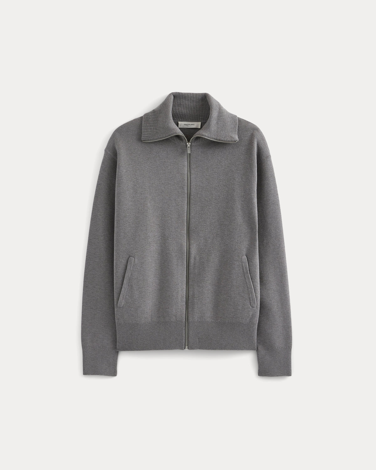 Zip-Up Sweater Jacket in Cotton Merino | Ashen