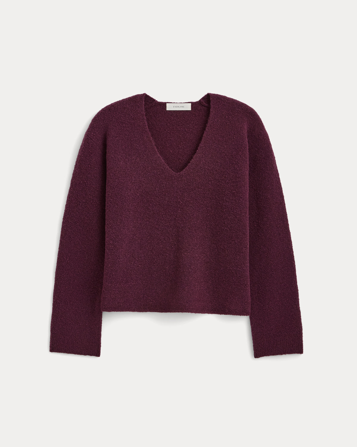 Bouclé Oversized Deep V-Neck Sweater | Deep Plum