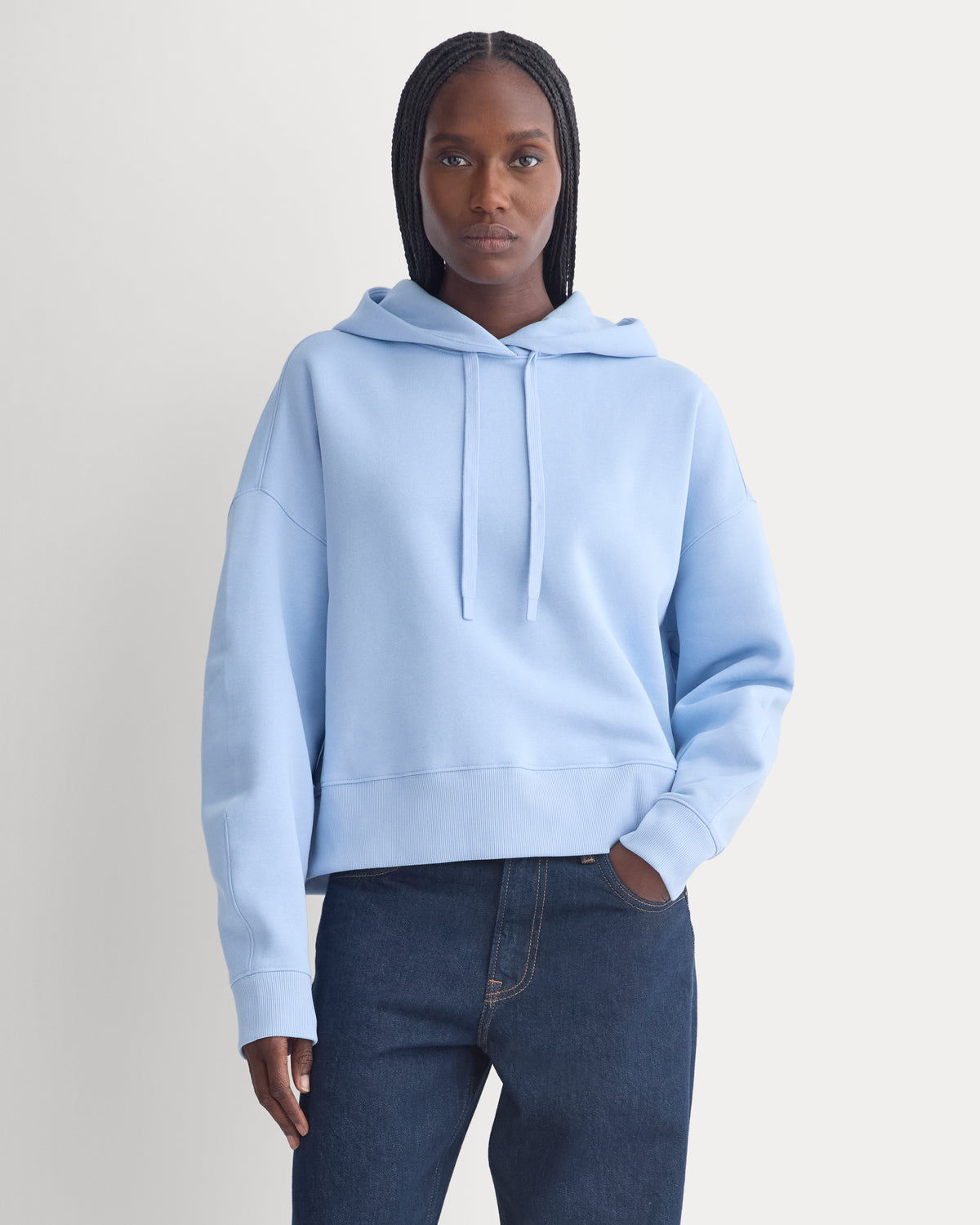 Cropped Luxe Fleece Hoodie | Cashmere Blue