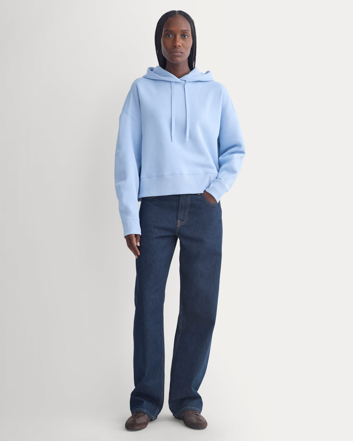 Cropped Luxe Fleece Hoodie | Cashmere Blue