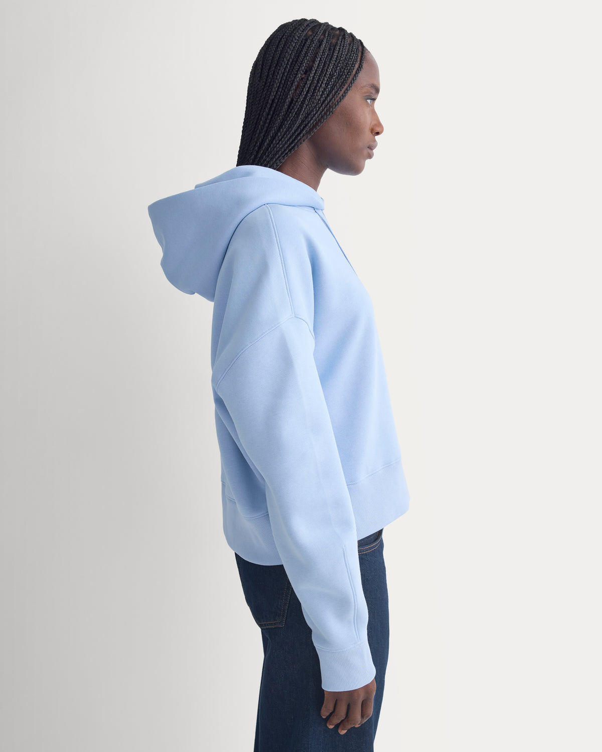 Cropped Luxe Fleece Hoodie | Cashmere Blue