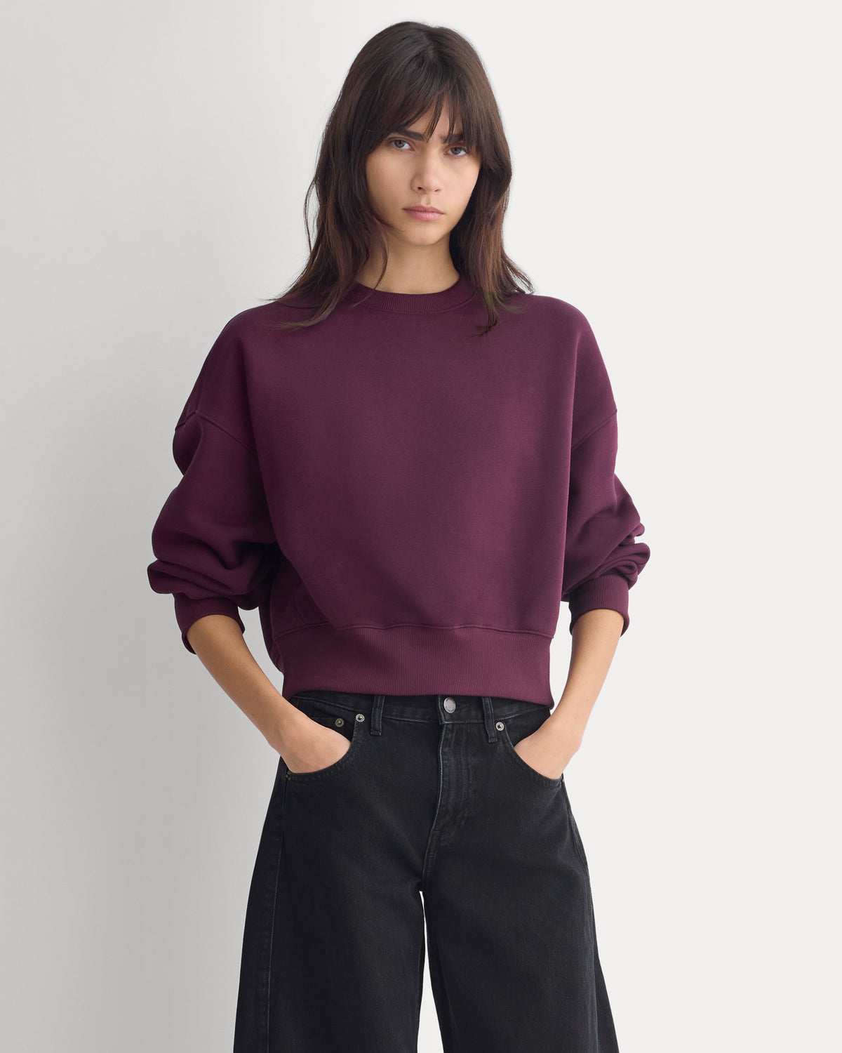 Luxe Fleece Shrunken Crew | Deep Plum