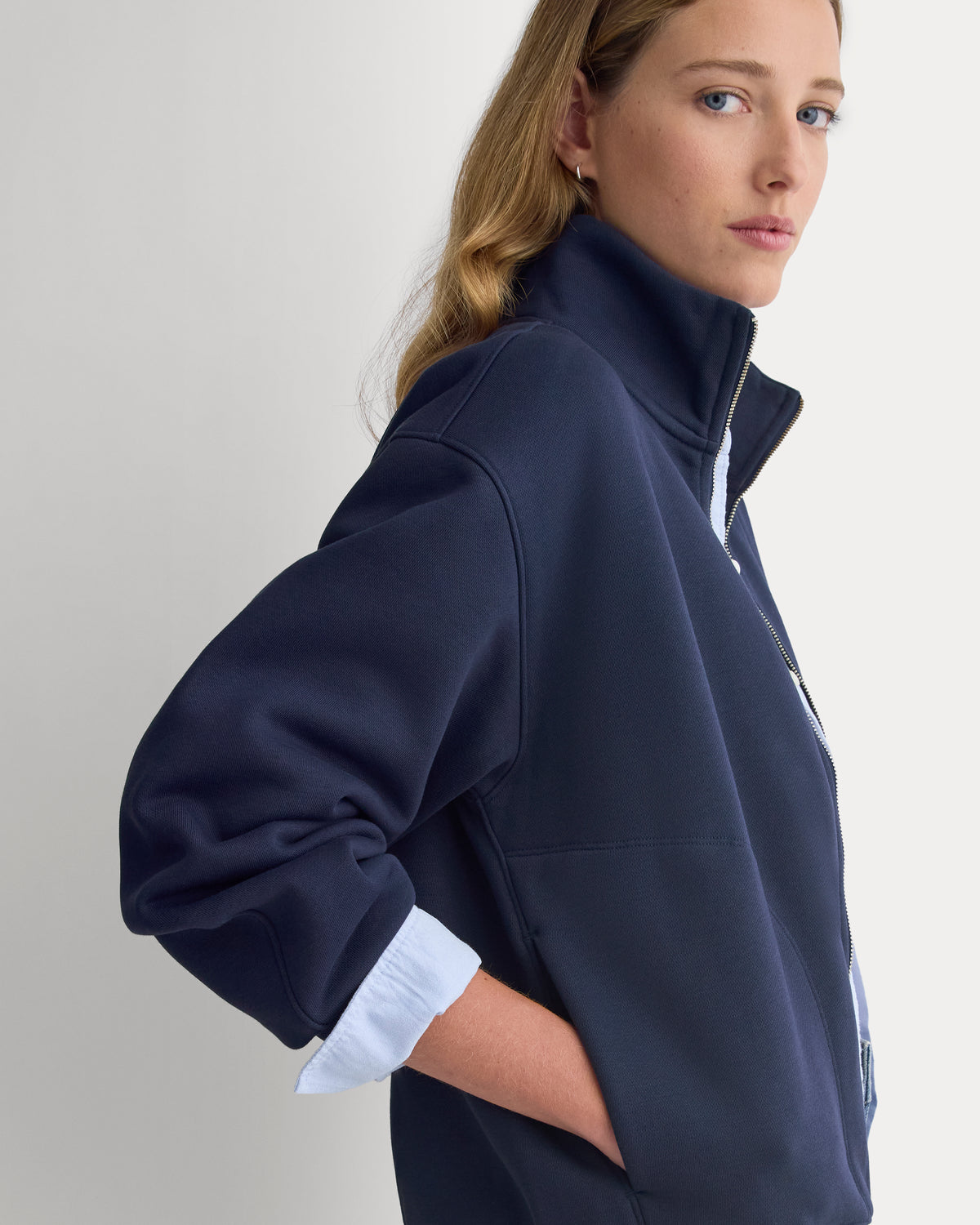 Luxe Fleece Full-Zip Turtleneck | Navy