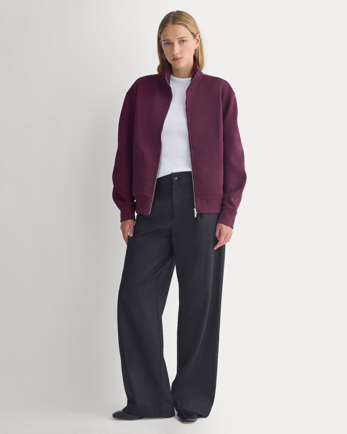 Luxe Fleece Full-Zip Turtleneck | Deep Plum