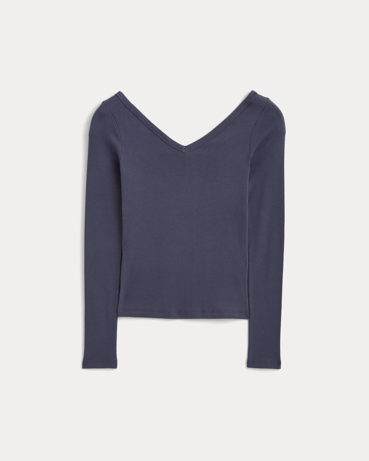 RetroSoft Cotton Wide V-Neck Top | Graystone