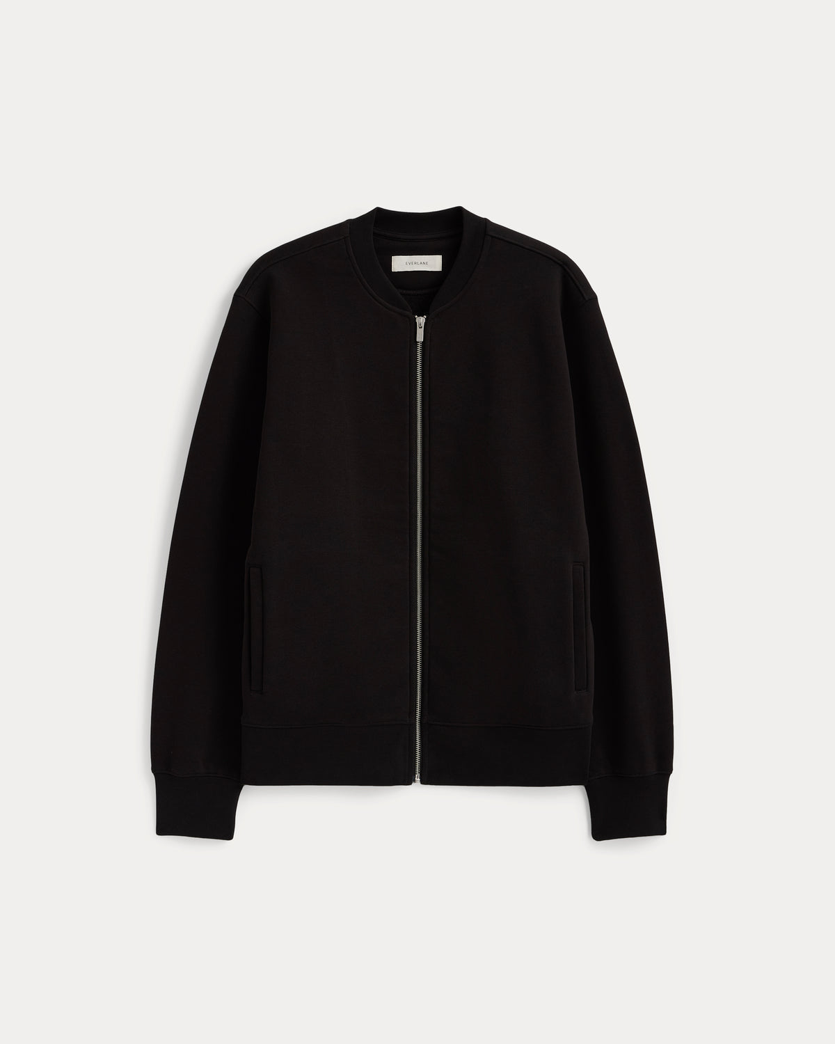 Luxe Fleece Zip Crew Cardigan | Black