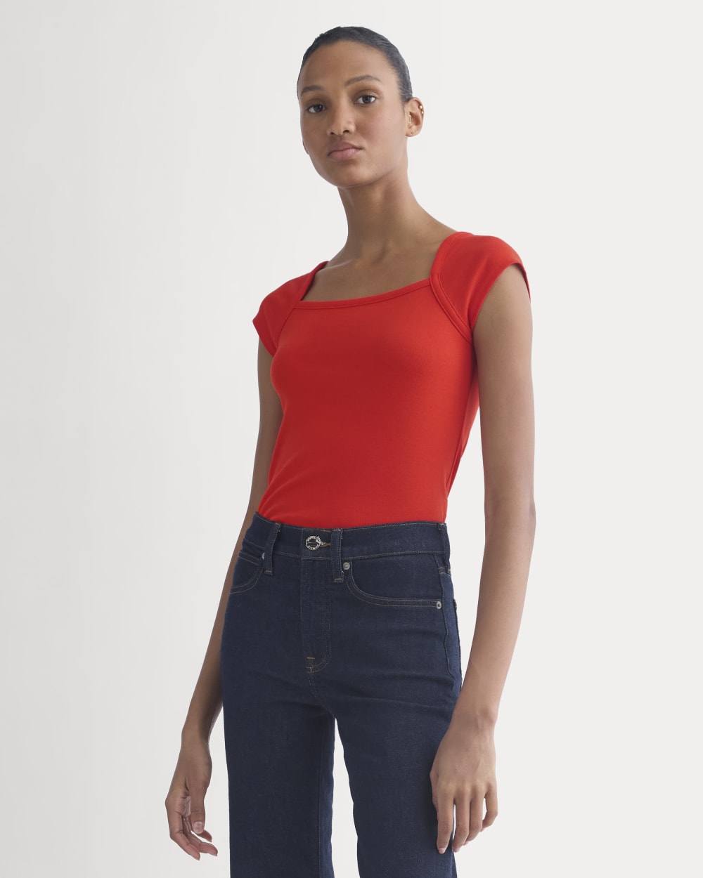 womens-retrosoft-cotton-square-neck-tee-fiery-red | primary