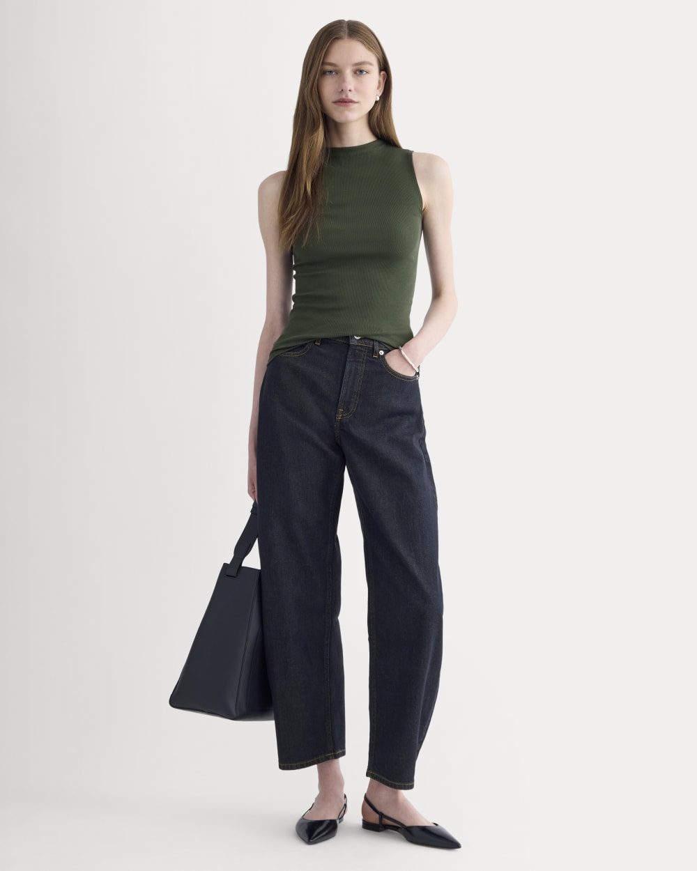 womens-supima-micro-rib-funnel-neck-tank-dark-forest