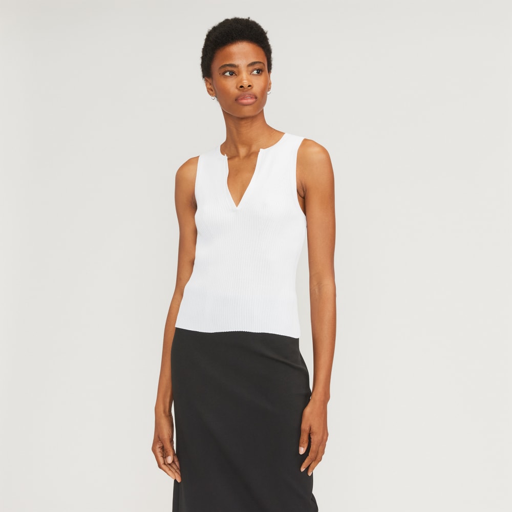 womens-ribbed-cutaway-tank-white | primary