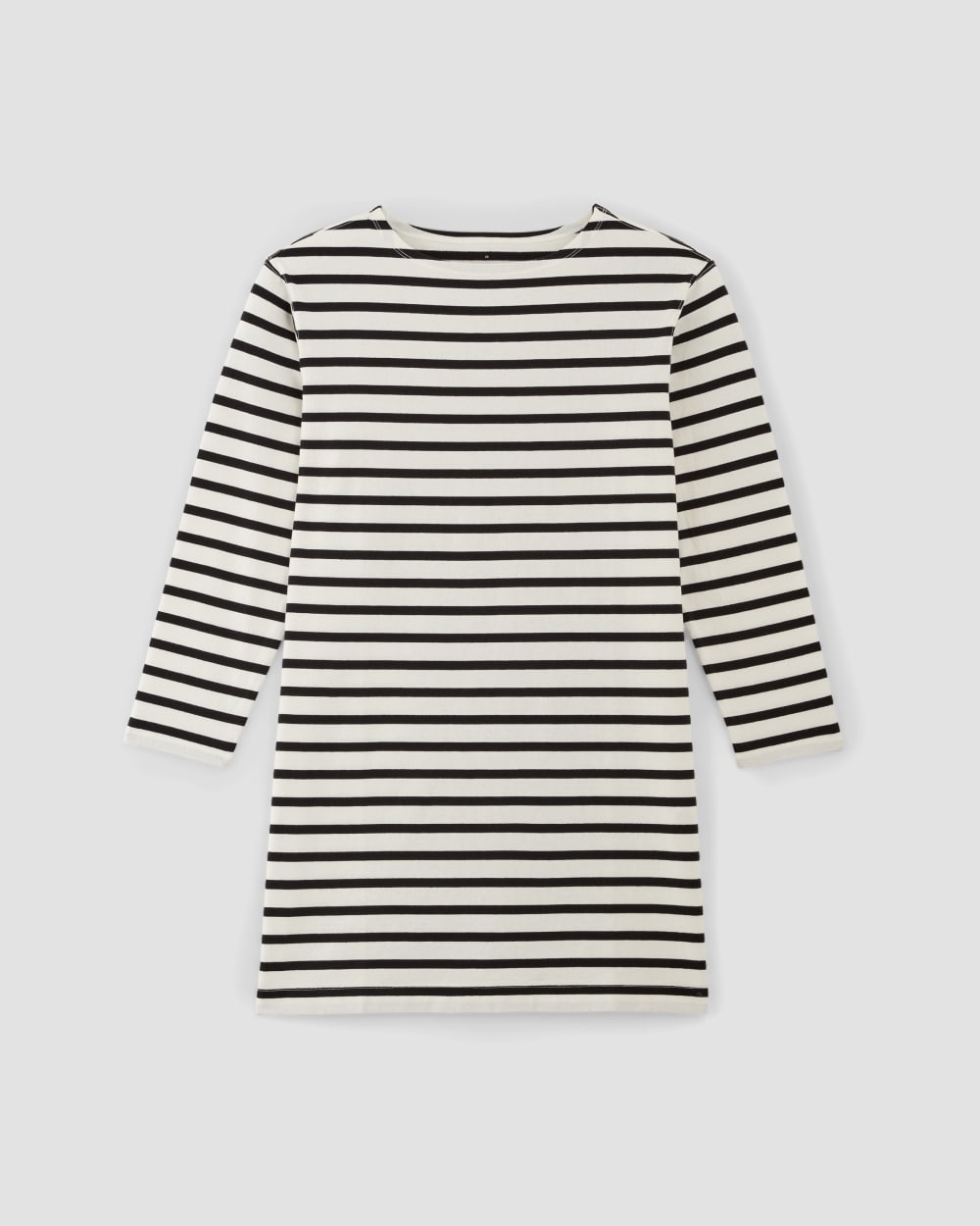 womens-organic-cotton-striped-tee-dress-bone-black | alt