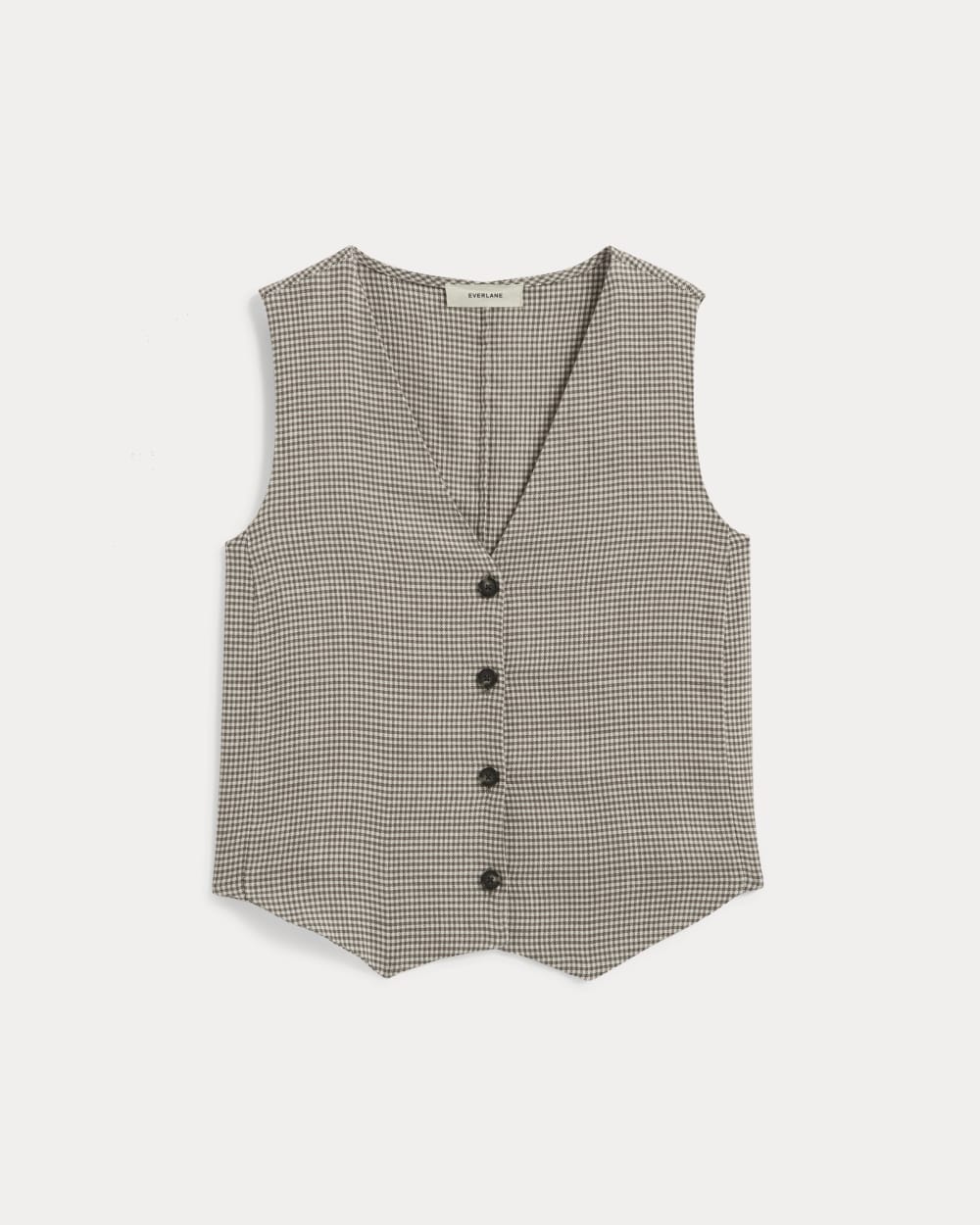 womens-vest-stretch-linen-deep-taupe-mini-gingham | alt