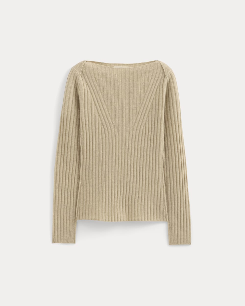 womens-cashmere-ribbed-boat-neck-sweater-heather-light-camel | alt