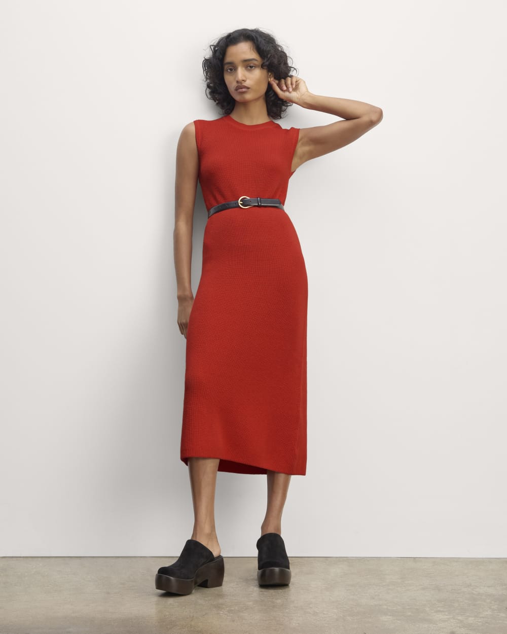The Midi Dress in Everyday Cotton | Poppy Red Everlane The Midi Dress in Everyday Cotton | Poppy Red Everlane