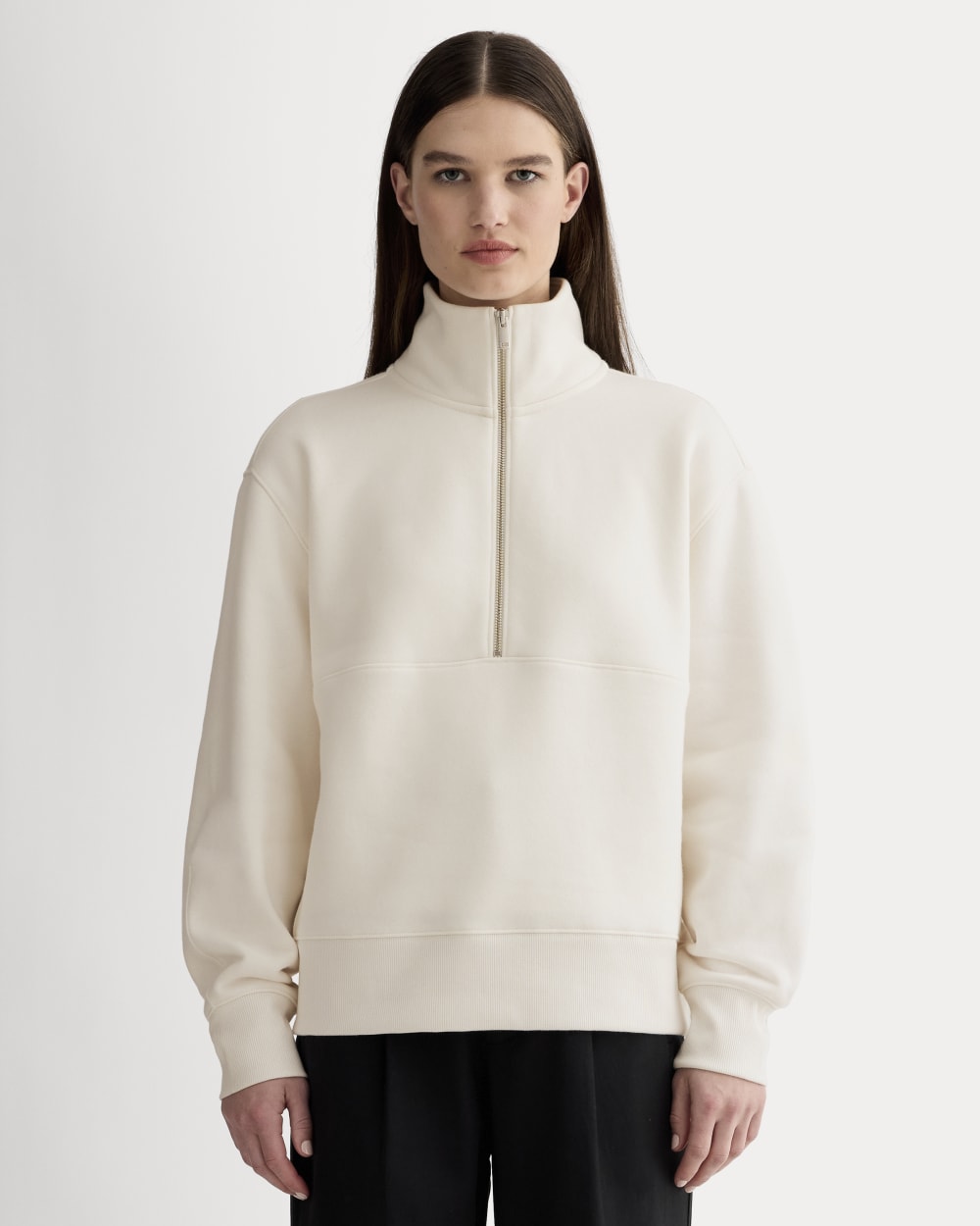 Luxe Fleece Half-Zip Sweatshirt Bone – Everlane - Main Image