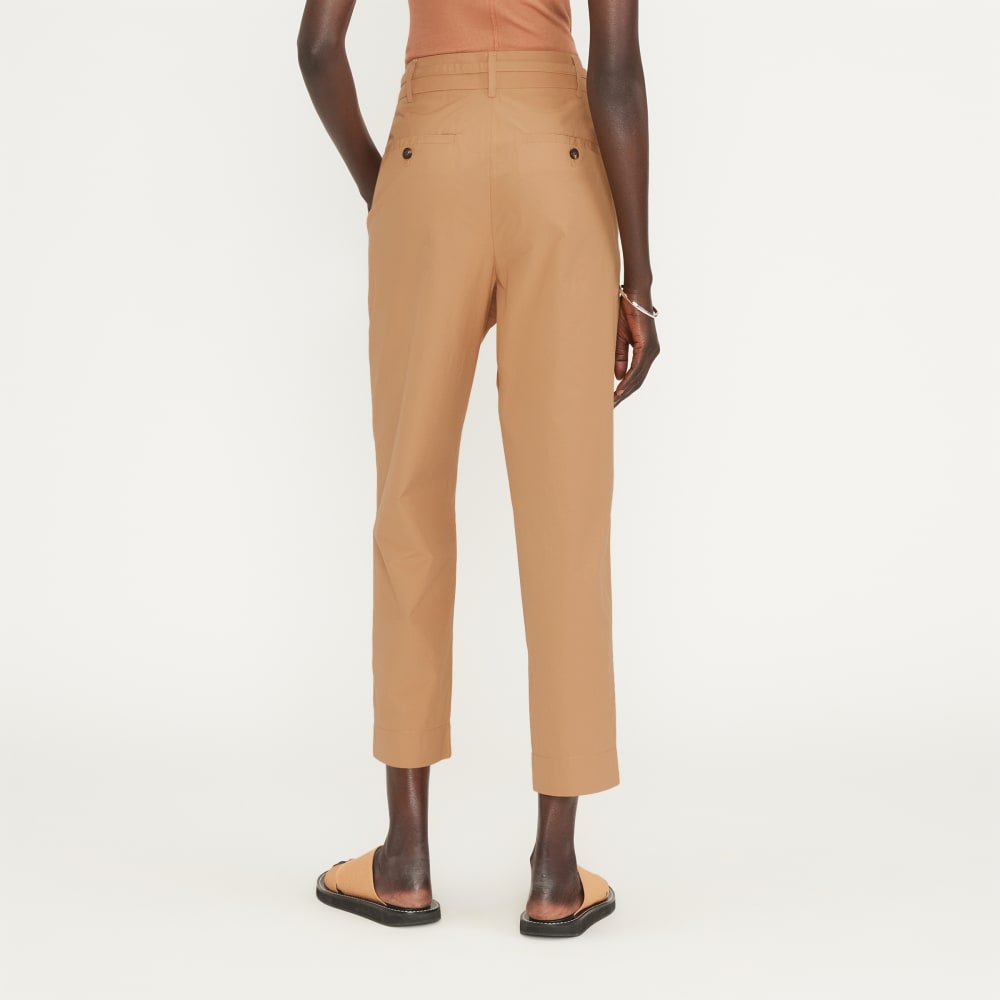 womens-poplin-pleated-taper-pant-caramel